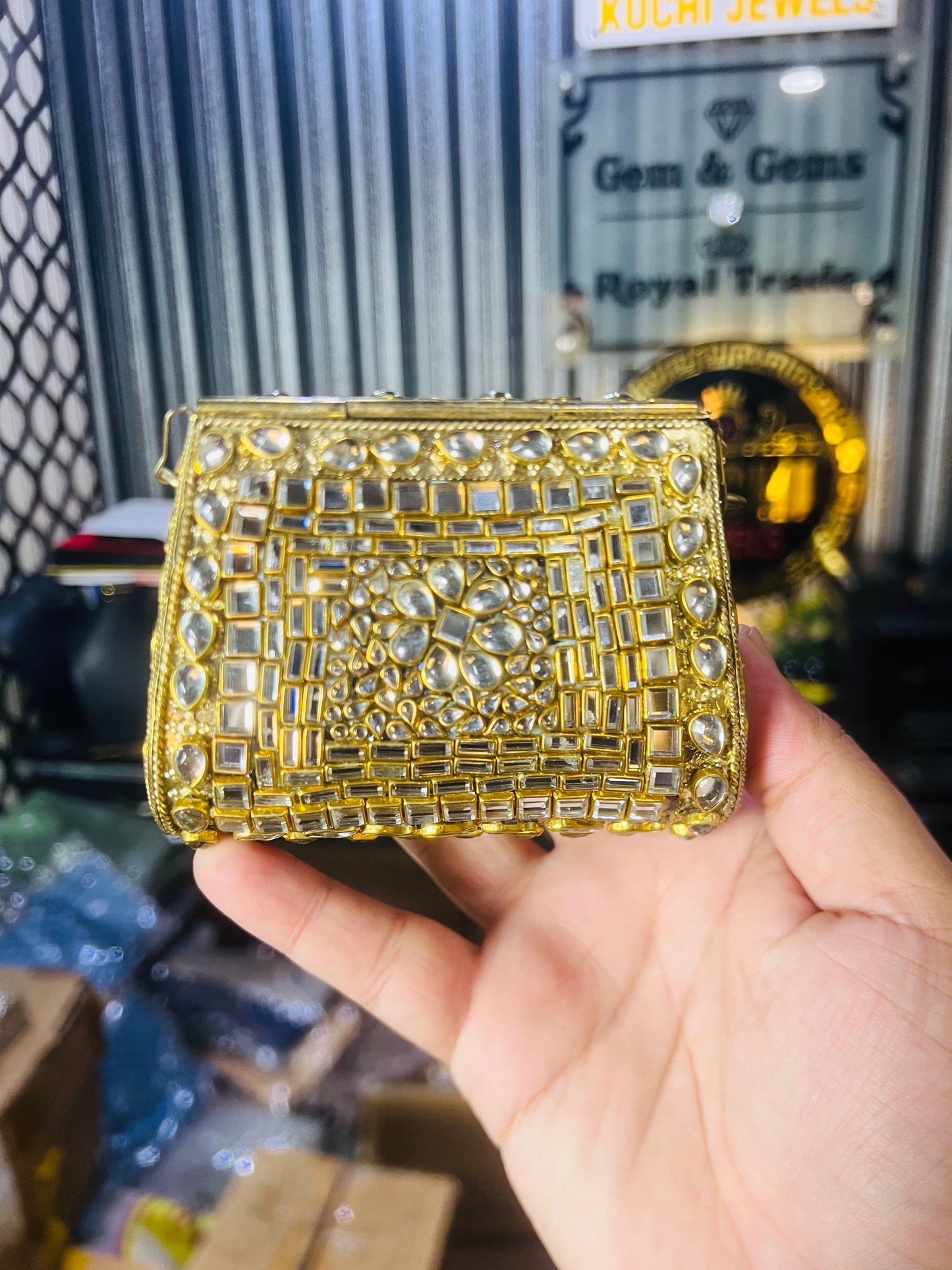 Pure Kundan Shahi Handmade Metal Bag BB-S13