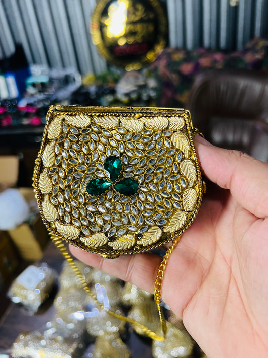 Stylish D Shape Mini Baby Kundan Work Multi Stone Bag ZC-D3