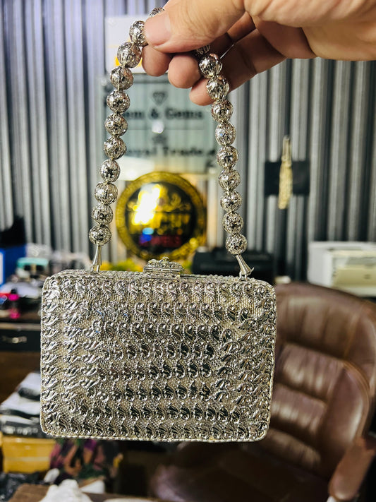 Heer Collection Square Silver Hand Bag-2