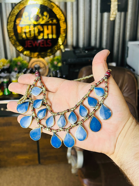 Two Line Stone Signature Afghani Necklace