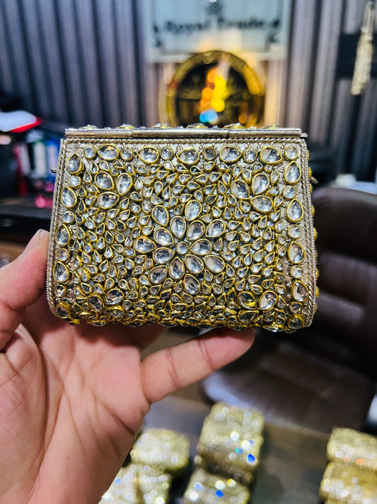 Pure Kundan Hand Work Metal Bag Mid Medium KK-P4