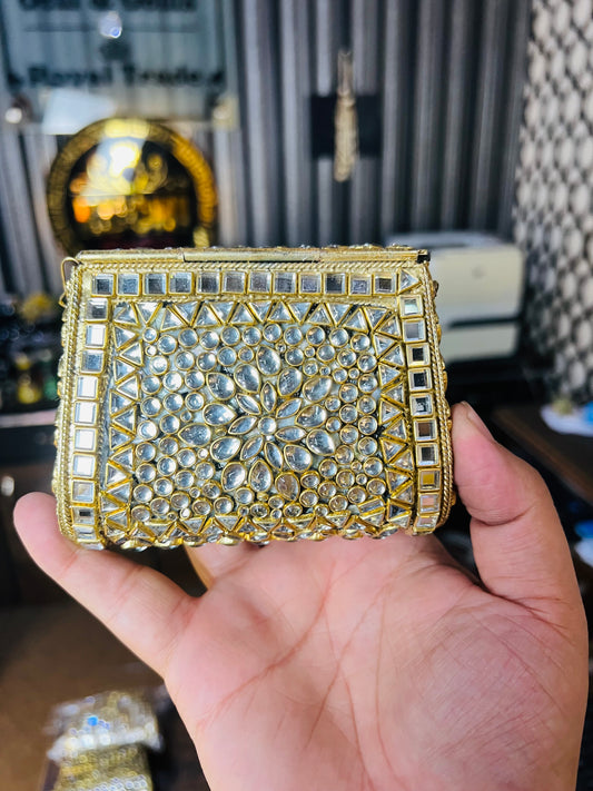 Pure Kundan Shahi Handmade Metal Bag BB-S4