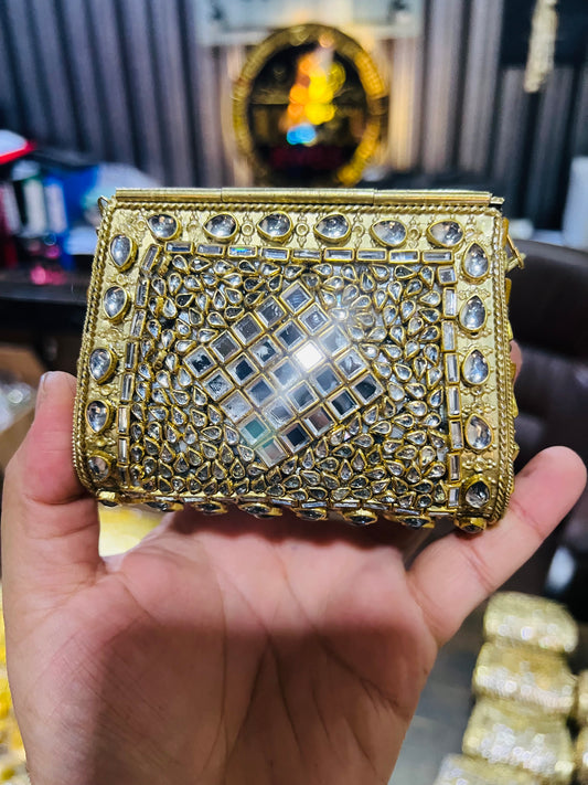 Pure Kundan Hand Work Metal Bag Mid Medium KK-P1