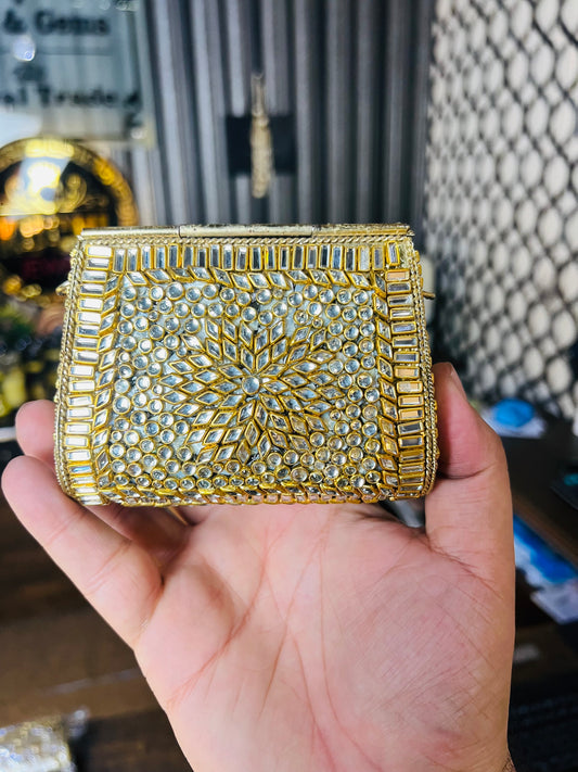 Pure Kundan Shahi Handmade Metal Bag BB-S7