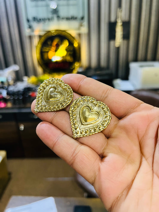 Heart Style Golden Earrings