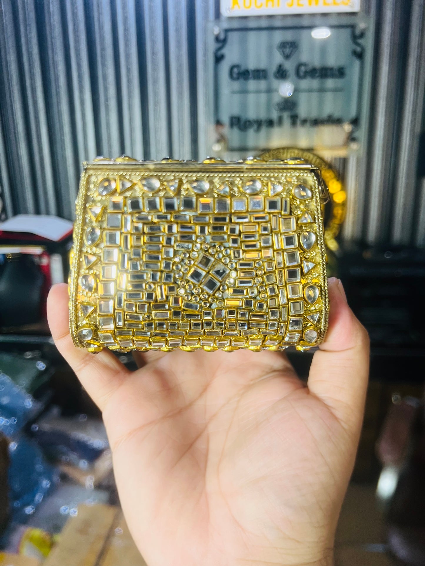 Pure Kundan Shahi Handmade Metal Bag BB-S12