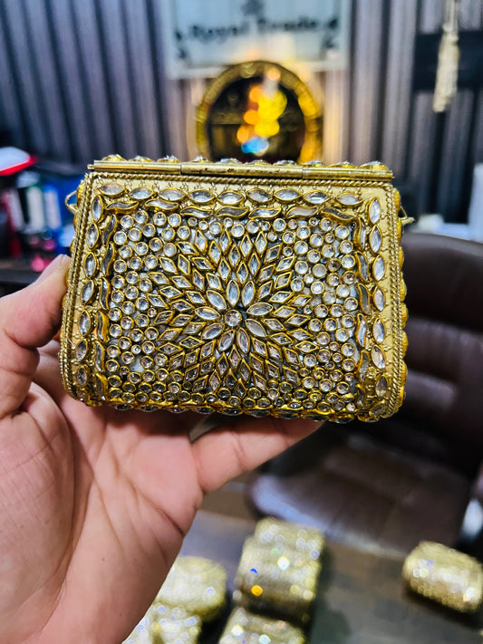 Pure Kundan Hand Work Metal Bag Mid Medium BB-P6