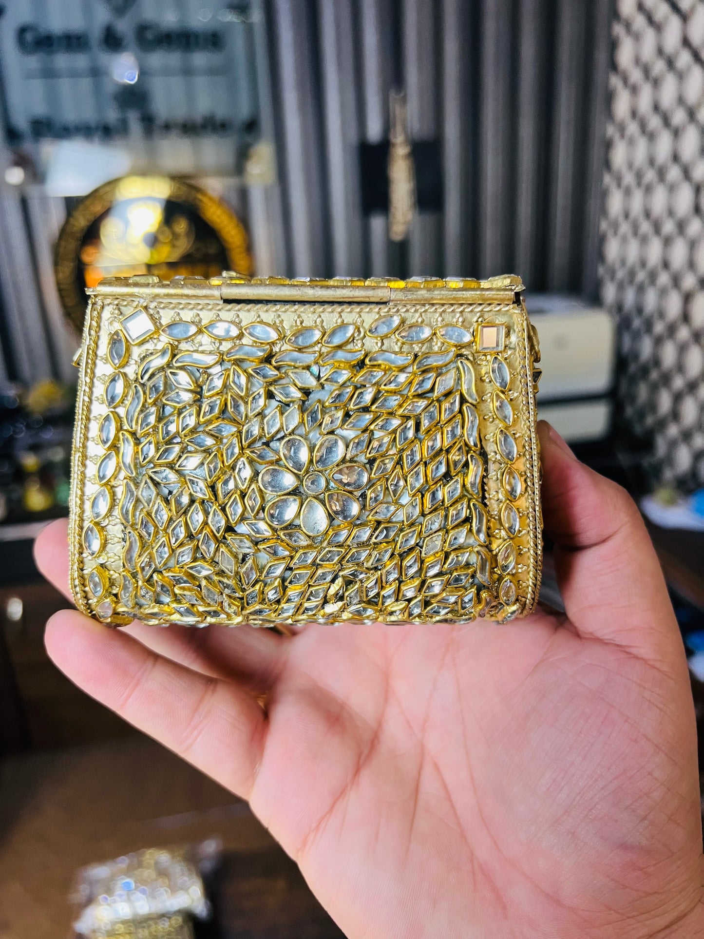 Pure Kundan Shahi Handmade Metal Bag BB-S6