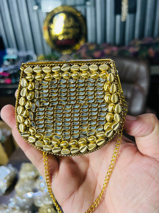 Stylish D Shape Mini Baby Kundan Work Multi Stone Bag ZC-D7