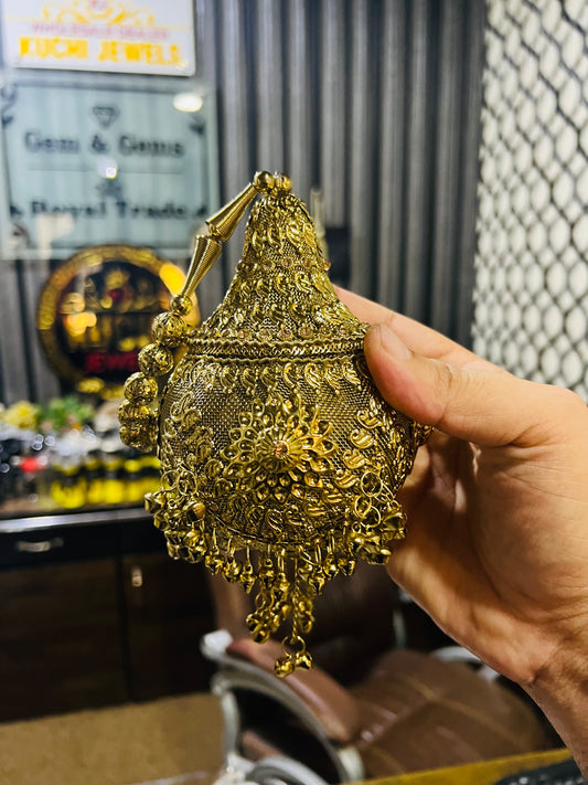 Heer Collection Beautiful Potli Golden Hand Bag-Hani-2