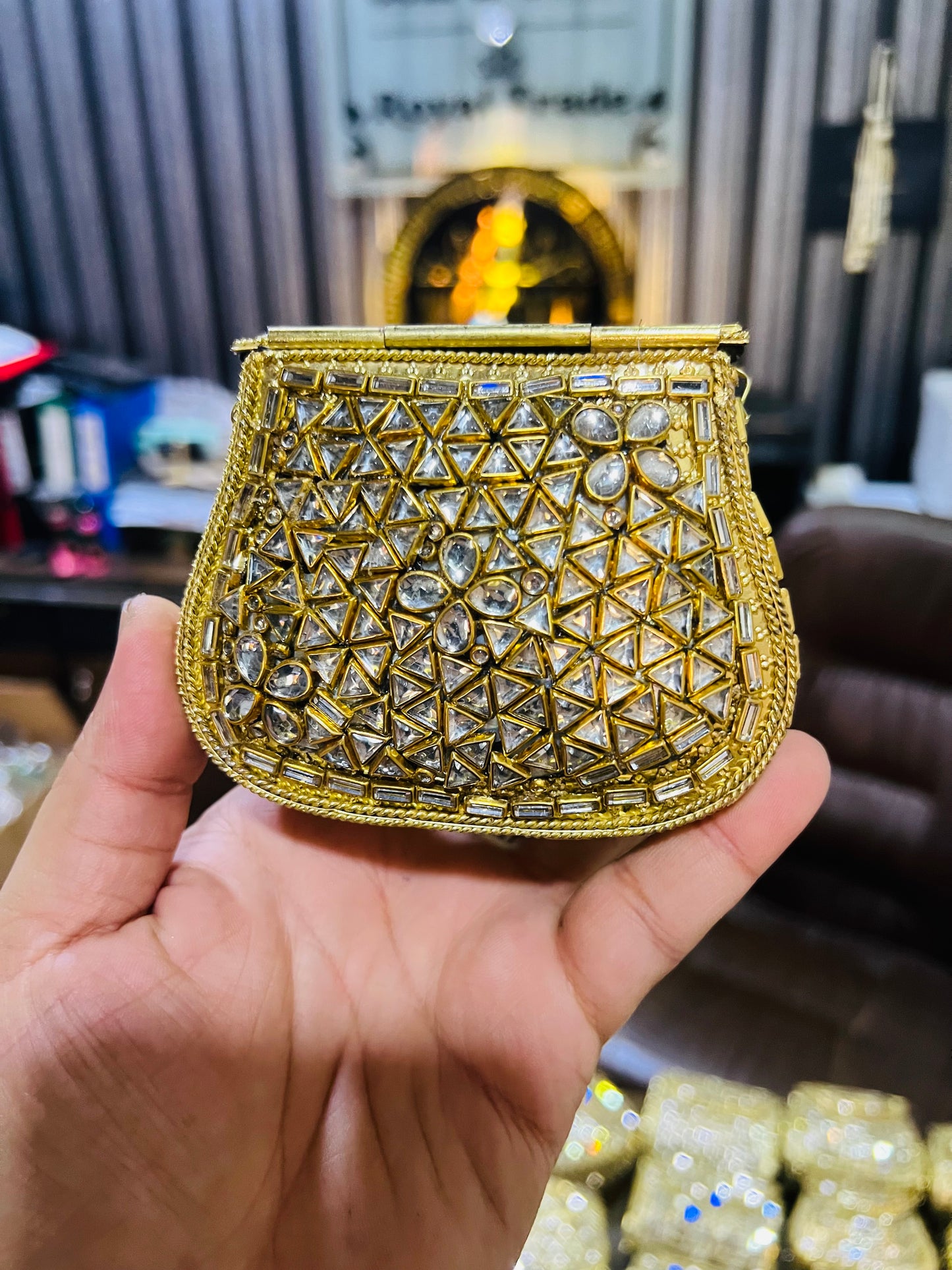 Medium Kundan Gold Bag Round D shape BB-D17