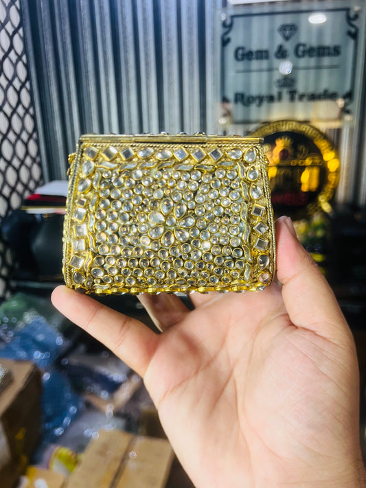 Pure Kundan Shahi Handmade Metal Bag BB-S16