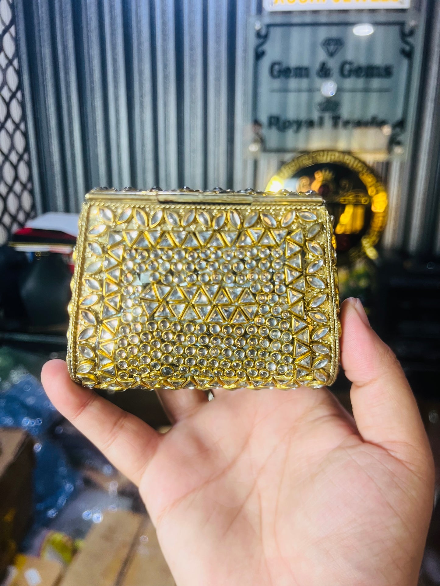 Pure Kundan Shahi Handmade Metal Bag BB-S10