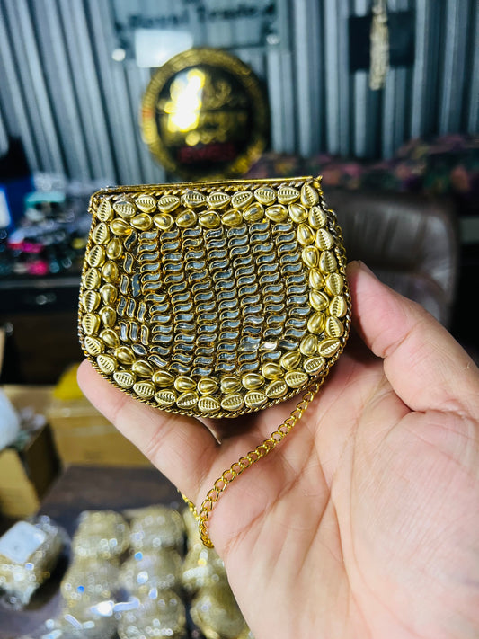 Stylish D Shape Mini Baby Kundan Work Multi Stone Bag ZC-D9