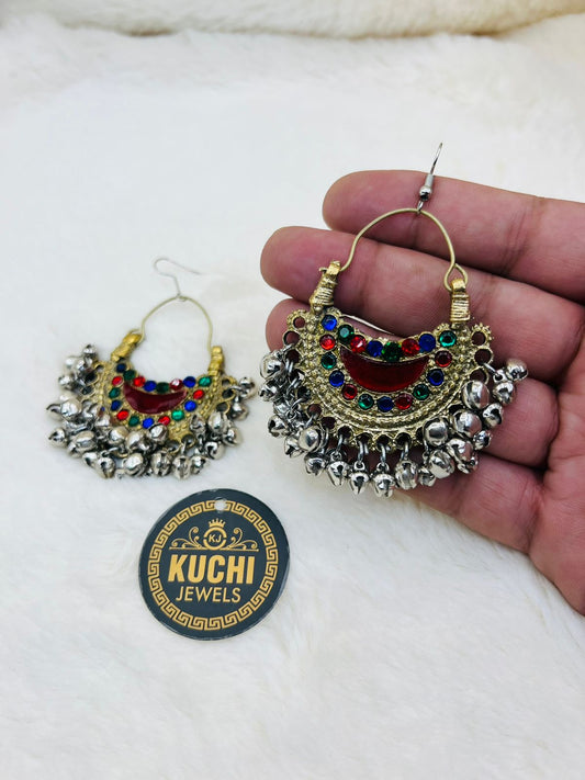 Antique Gold Silver Bells Earrings