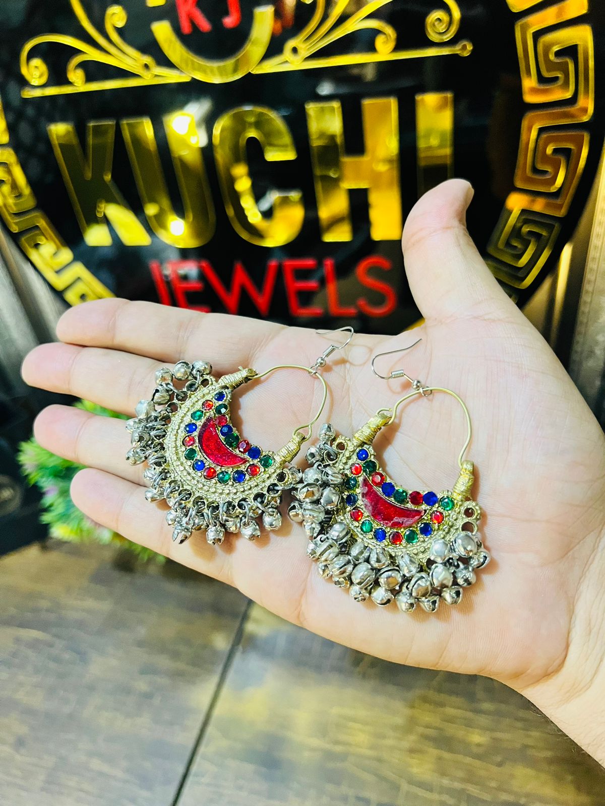 Antique Gold Silver Bells Earrings