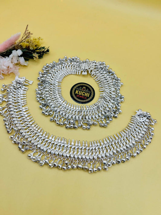 Antique Silver Polish Kuchi Anklet Pair