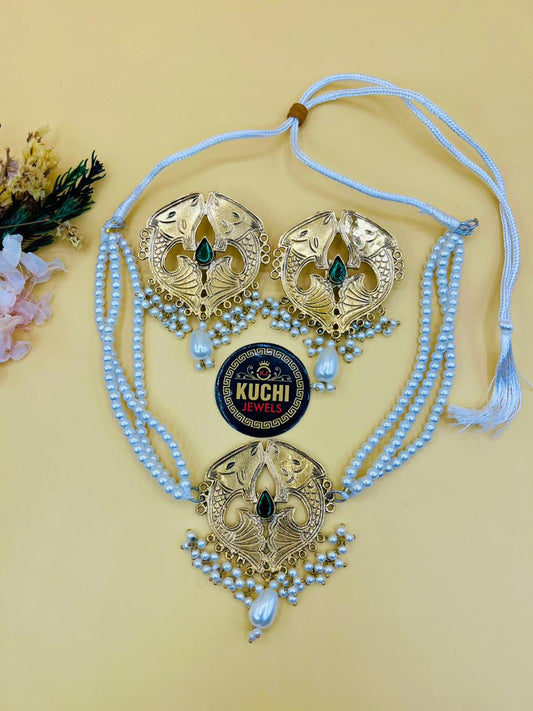 Blend of Classic - Vintage Style Crown Choker Set-Green