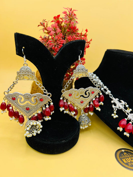 Butterfly Wings Red Pearl Necklace Set