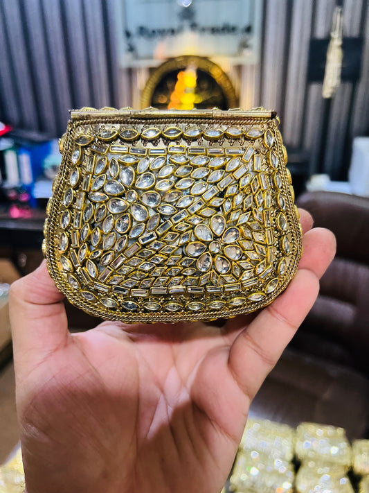 Medium Kundan Gold Bag Round D shape BB-D18