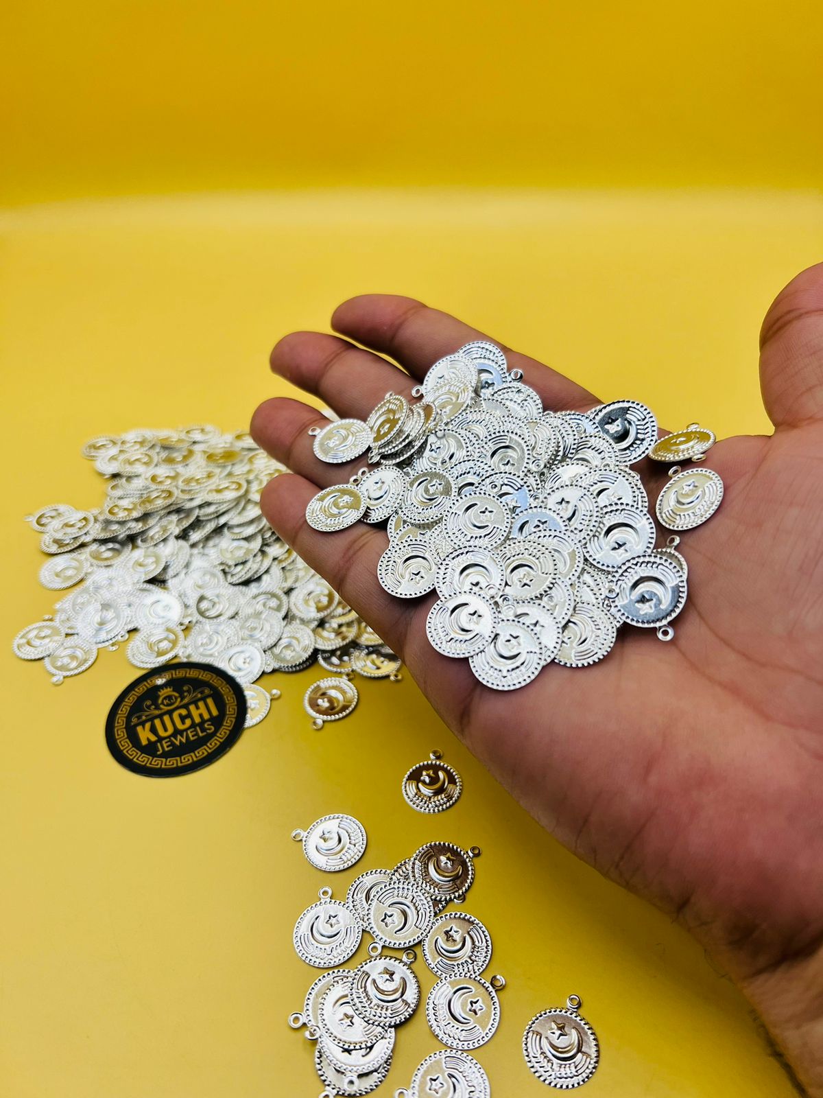 Chand Tara Silver Color Coin For Dress Accessories (100 Pcs)