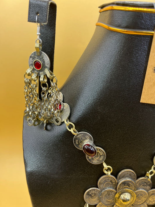 Coins Bunch And Hanging Chain Necklace