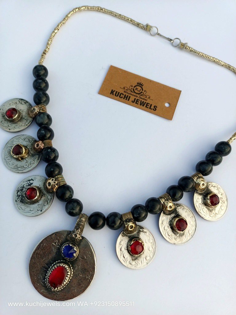 Crystal Coins Wooden Beads Choker