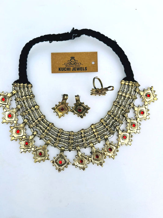 Crystal Red Beads Choker Set