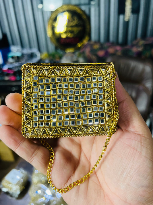 Square Mini Kundan Stone Metal Bag ZC-3