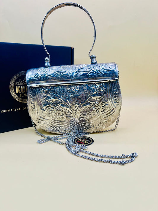 D Shape Indian Metal Silver Bag