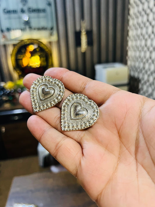 Heart Style Silver Earrings