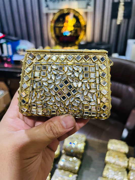 Pure Kundan Hand Work Metal Bag Mid Medium KK-P3