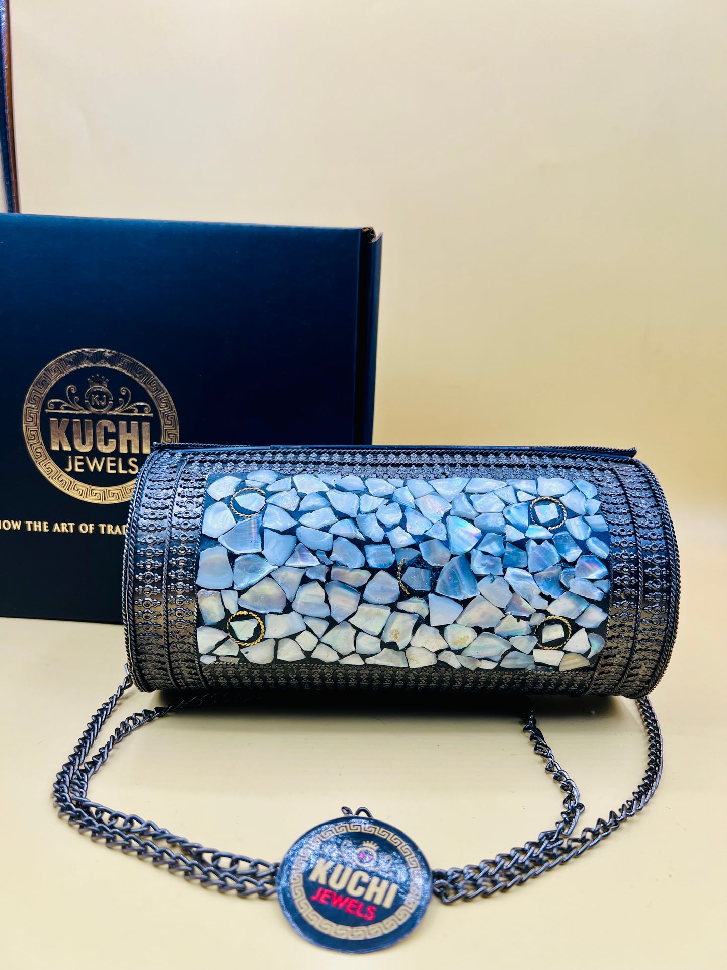 Smoky Black Capsule Metal Stone Bag