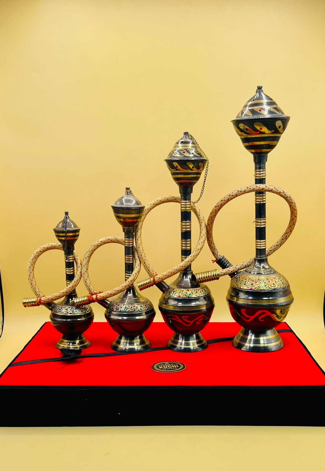 Four Piece Hooka Set Metal Brass