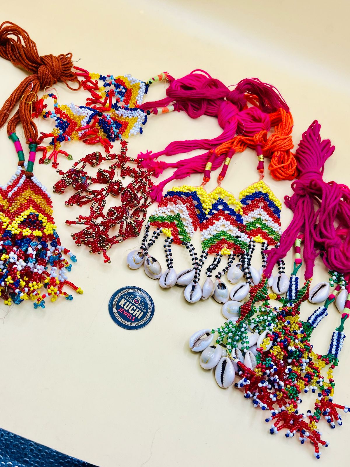 Handmade Multi Color Design Beaded Tassels 12 Pieces