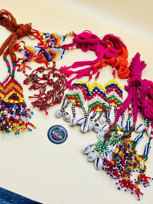 Handmade Multi Color Design Beaded Tassels 12 Pieces