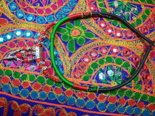 Chokar of Green & Red Cord With Pendant-7