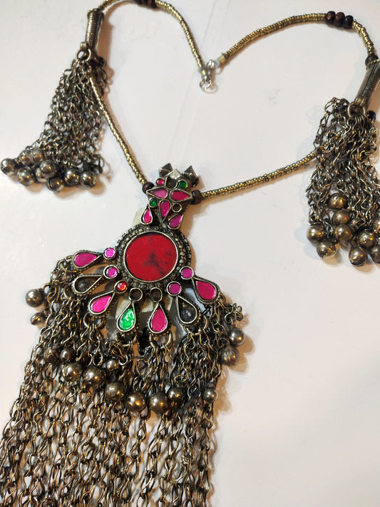 Long Crystal Bells Pendant Necklace