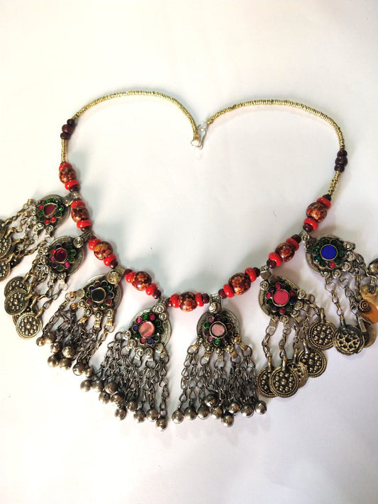 Unique Pendant & Colored Beads Necklace