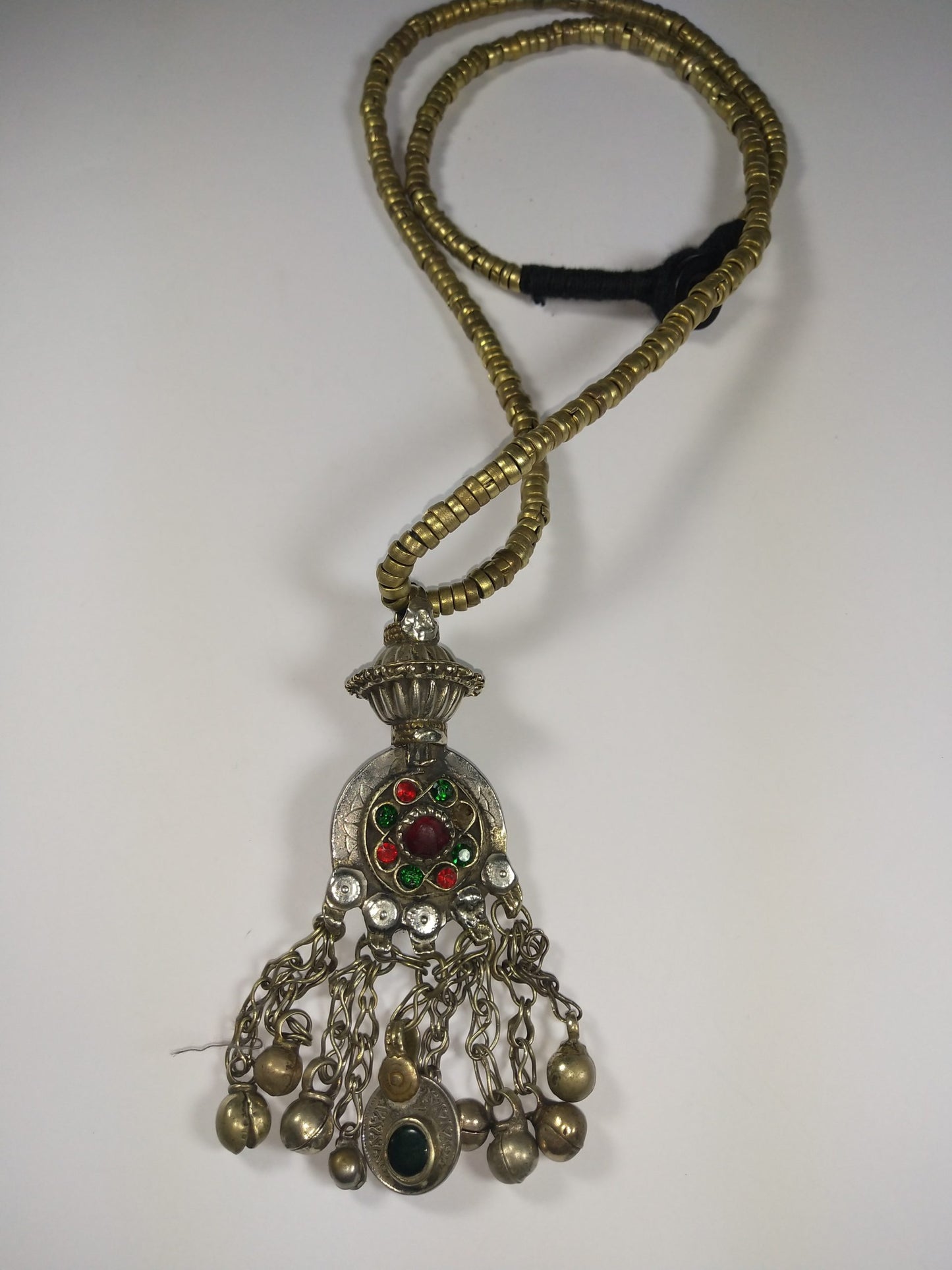 Old Pendant German Silver Beaded Necklace