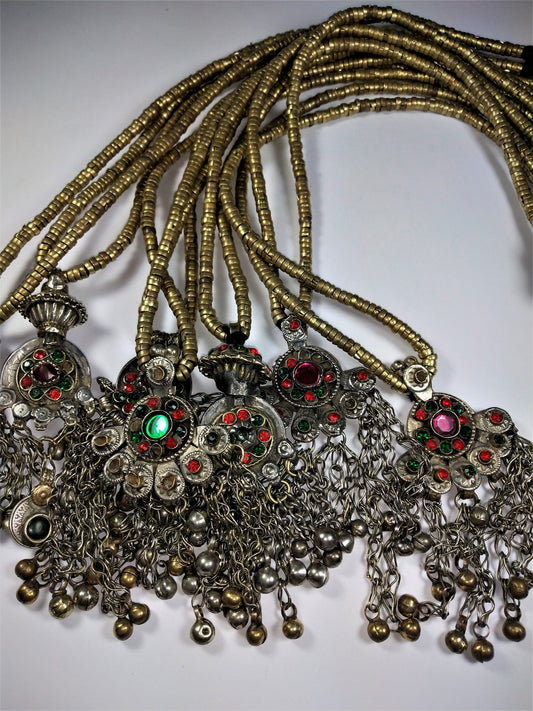 Old Pendant German Silver Beaded Necklace