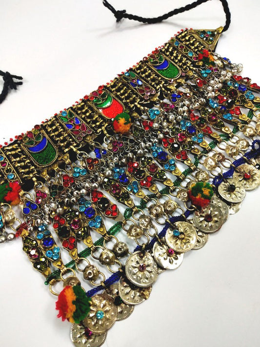 Antique Double Layer Necklace Set (Necklace, Head Piece, Ear Ring)