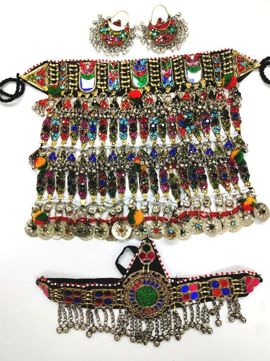 Antique Three Layer Necklace Set (Necklace, Head Piece, Ear Ring)