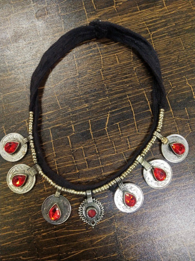 Red Stone Coin Kuchi Choker
