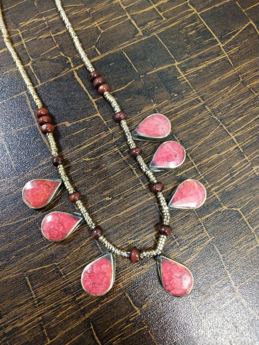 Single Line Synthetic Stone Kuchi Tribal Necklace