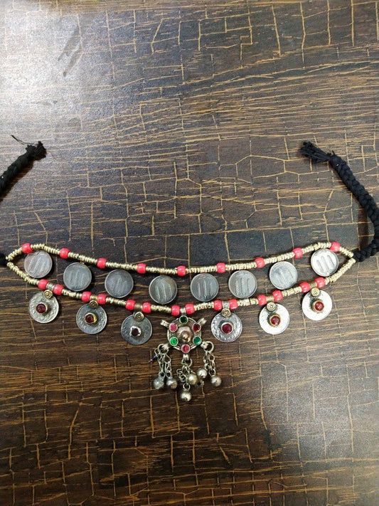 Crystal Beads Coins Afghani Choker