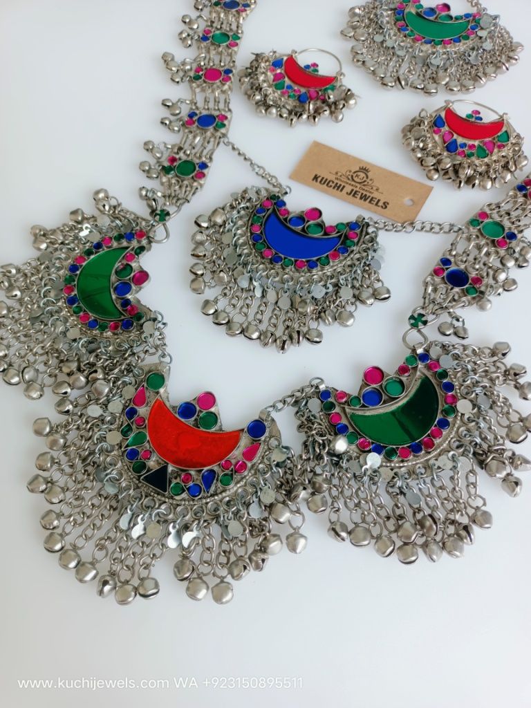 Four Moon Shape Pendant Necklace Set