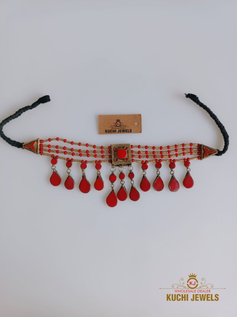 Red Beads Stone Kuchi Choker