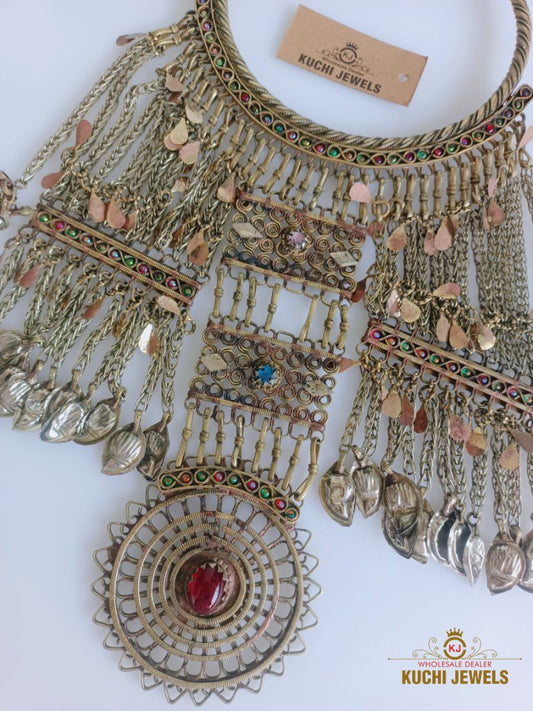 Vintage Long Goldish Tribal Hasli Necklace