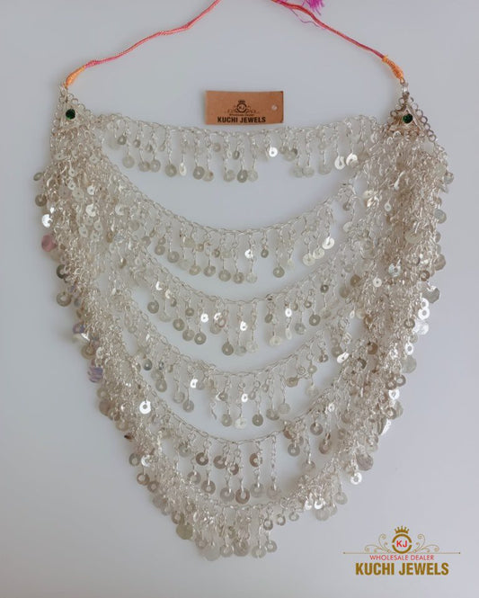 Silver Metal Frill Long Necklace